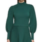 Vestido feminino Vince Camuto com decote falso e manga bufante, verde, tamanho extragrande