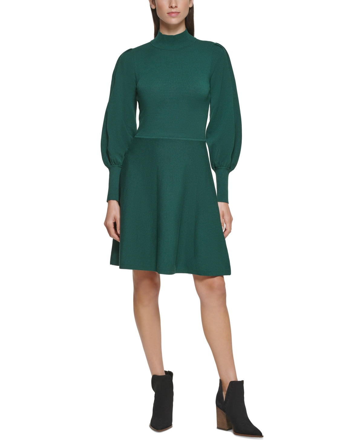 Vestido feminino Vince Camuto com decote falso e manga bufante, verde, tamanho extragrande