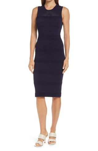 Vestido de malha sem mangas Vince Camuto, azul marinho, tamanho médio