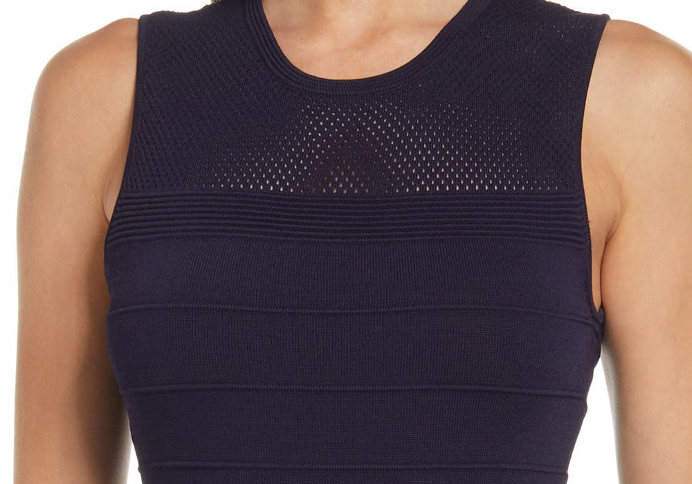 Vestido de malha sem mangas Vince Camuto, azul marinho, tamanho médio