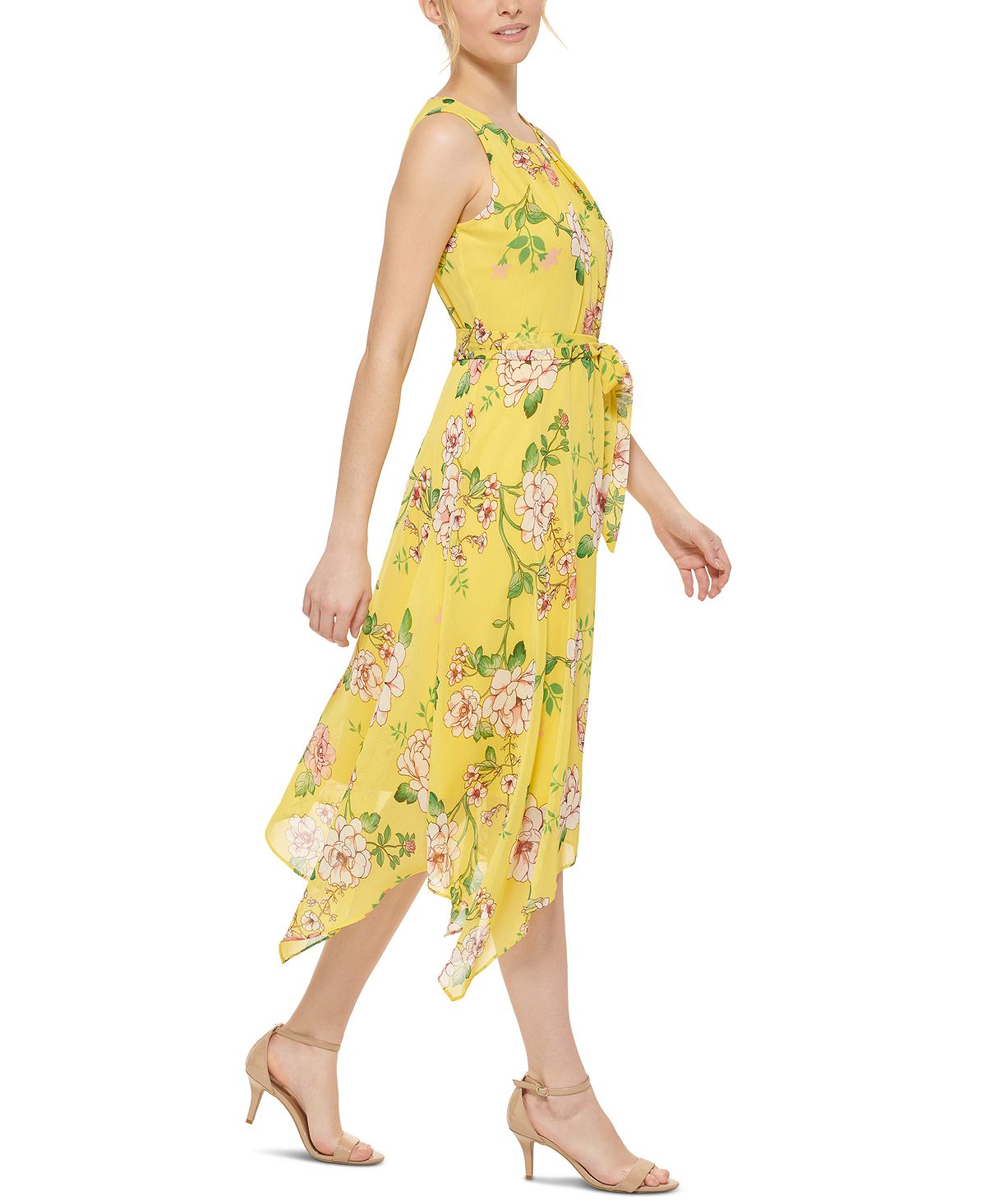 Vestido plissado com amarração na cintura, tamanho 6, feminino, Jessica Howard