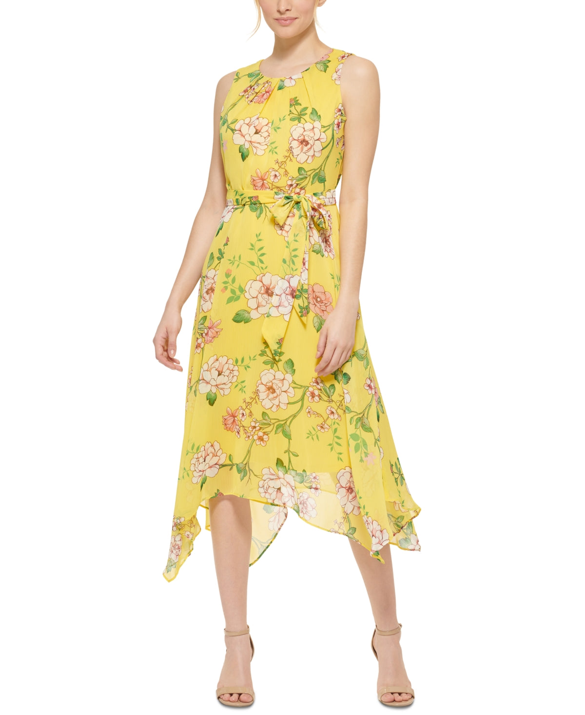 Vestido plissado com amarração na cintura, tamanho 6, feminino, Jessica Howard