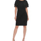 Vestido tubinho com manga de chiffon feminino Jessica Howard, preto, tamanho 8, pequeno