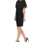 Vestido tubinho com manga de chiffon feminino Jessica Howard, preto, tamanho 8, pequeno