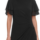 Vestido tubinho com manga de chiffon feminino Jessica Howard, preto, tamanho 6, pequeno