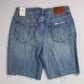 Bermuda jeans feminina Lucky Brand com bainha destruída e corte reto, azul, tamanho 27