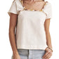 Blusa bordada feminina Faherty, branca, tamanho XS