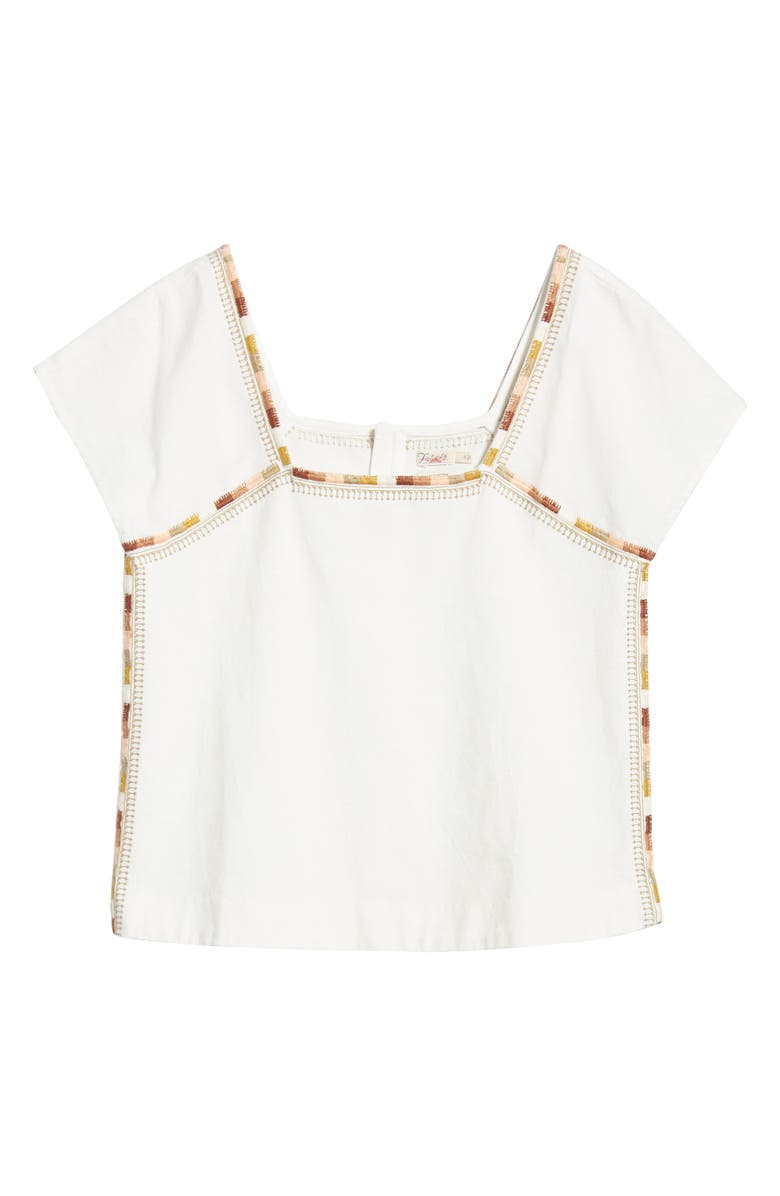 Blusa bordada feminina Faherty, branca, tamanho XS
