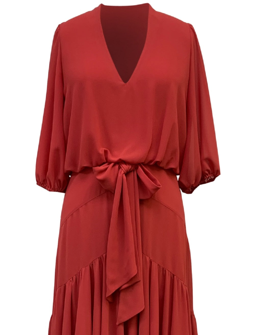 Vestido midi de chiffon alto e baixo da Taylor Women's, marrom, tamanho 6