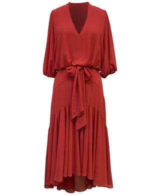 Vestido midi de chiffon alto e baixo da Taylor Women's, marrom, tamanho 6