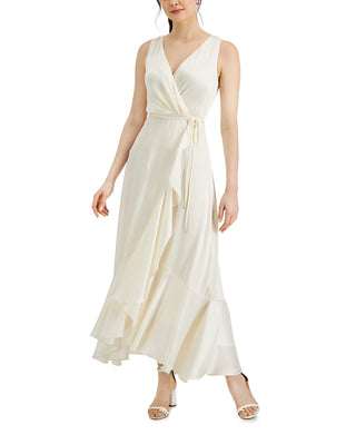 Vestido longo alto e baixo de chiffon feminino Taylor, branco, tamanho 16