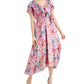 Vestido evasê de chiffon com estampa floral e babados Taylor feminino, rosa, tamanho 4