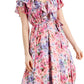 Vestido evasê de chiffon com estampa floral e babados Taylor feminino, rosa, tamanho 4