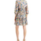Vestido evasê de chiffon com estampa floral e babados Taylor feminino, tamanho 6, branco