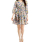 Vestido evasê de chiffon com estampa floral e babados Taylor feminino, tamanho 6, branco