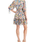 Vestido feminino Taylor com estampa floral e cintura franzida, corte A, branco, tamanho 6, pequeno