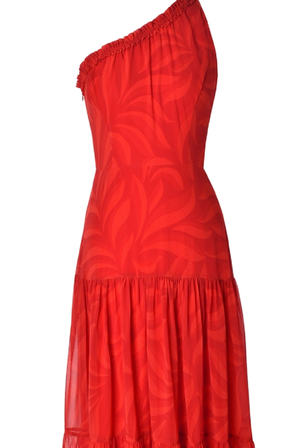 Vestido longo estampado Taylor feminino, um ombro, vermelho, tamanho 6