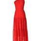 Vestido longo estampado Taylor feminino, um ombro, vermelho, tamanho 6