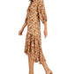 Vestido midi transparente com estampa floral Taylor feminino, marrom, tamanho 4, pequeno