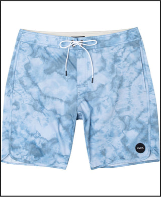 Shorts de praia RVCA Arch Floral em azul tie-dye, tamanho 38
