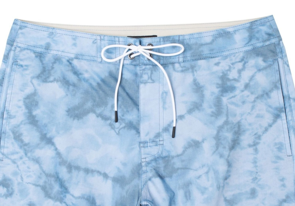 Shorts de praia RVCA Arch Floral em azul tie-dye, tamanho 38