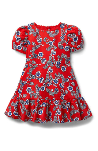 Vestido infantil Janie and Jack de manga curta, vermelho, tamanho 8