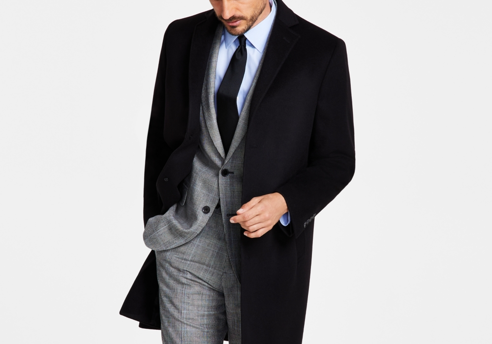 Sobretudo de lã preto masculino B By Brooks Brothers tamanho grande