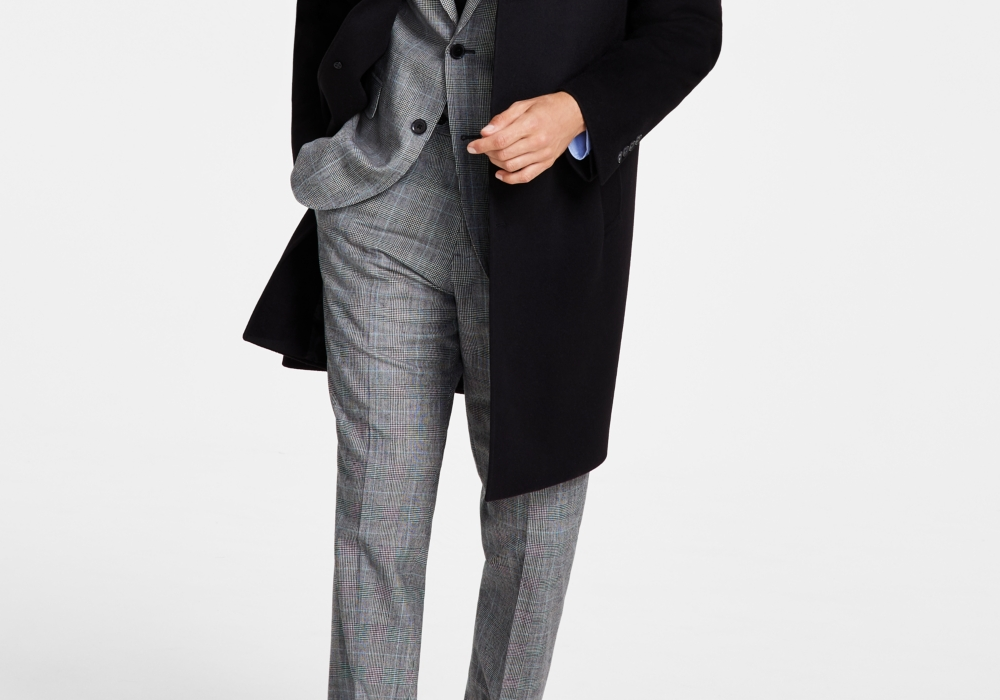 Sobretudo de lã preto masculino B By Brooks Brothers tamanho grande