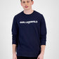 Karl Lagerfeld Paris Moletom masculino slim fit com logotipo French Terry azul