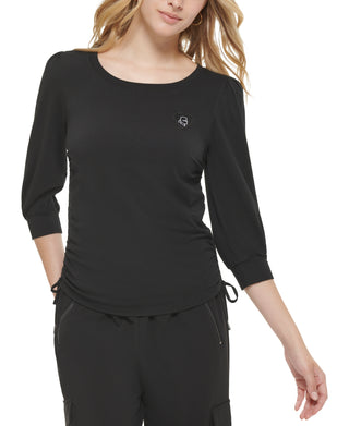 Blusa feminina Karl Lagerfeld Paris com cordão lateral, preta, tamanho grande