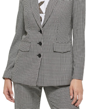 Karl Lagerfeld Paris Blazer Feminino Pied-de-poule com Botões Frontais Preto Tamanho 14