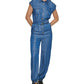 Karl Lagerfeld Paris Macacão utilitário feminino com cinto azul tamanho 8