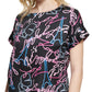 Camiseta feminina Karl Lagerfeld Paris com estampa neon, preta, tamanho XS