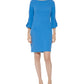 Karl Lagerfeld Paris Women's Scuba Crepe 3/4 Ruffle SleeveDress Blue Size 14