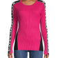 Camiseta feminina canelada Karl Lagerfeld Paris Colorblock, rosa, tamanho médio