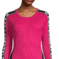 Camiseta feminina canelada Karl Lagerfeld Paris Colorblock, rosa, tamanho médio