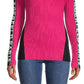 Camiseta feminina canelada Karl Lagerfeld Paris Colorblock, rosa, tamanho médio
