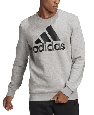 Moletom masculino adidas Fleece Crewneck Logo Cinza Tamanho P