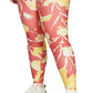 Meia-calça feminina Reebok com estampa floral vermelha, tamanho 2X
