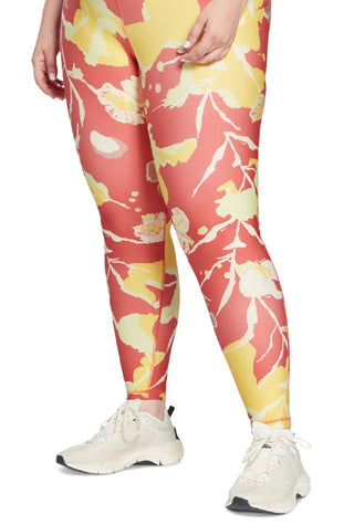 Meia-calça feminina Reebok com estampa floral vermelha, tamanho 2X