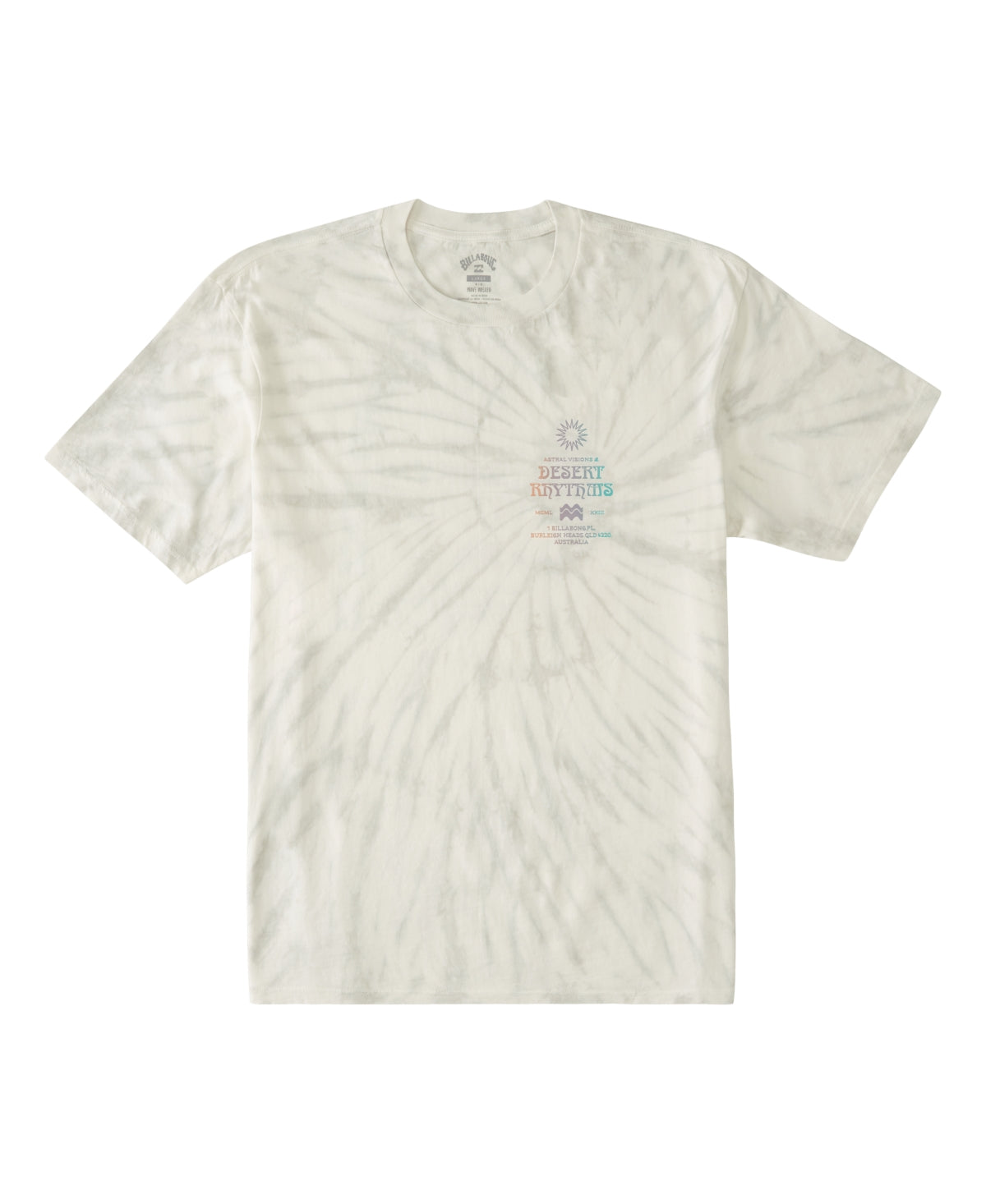 Camiseta masculina Billabong Sun com manga curta e tie-dye, branca, tamanho pequeno