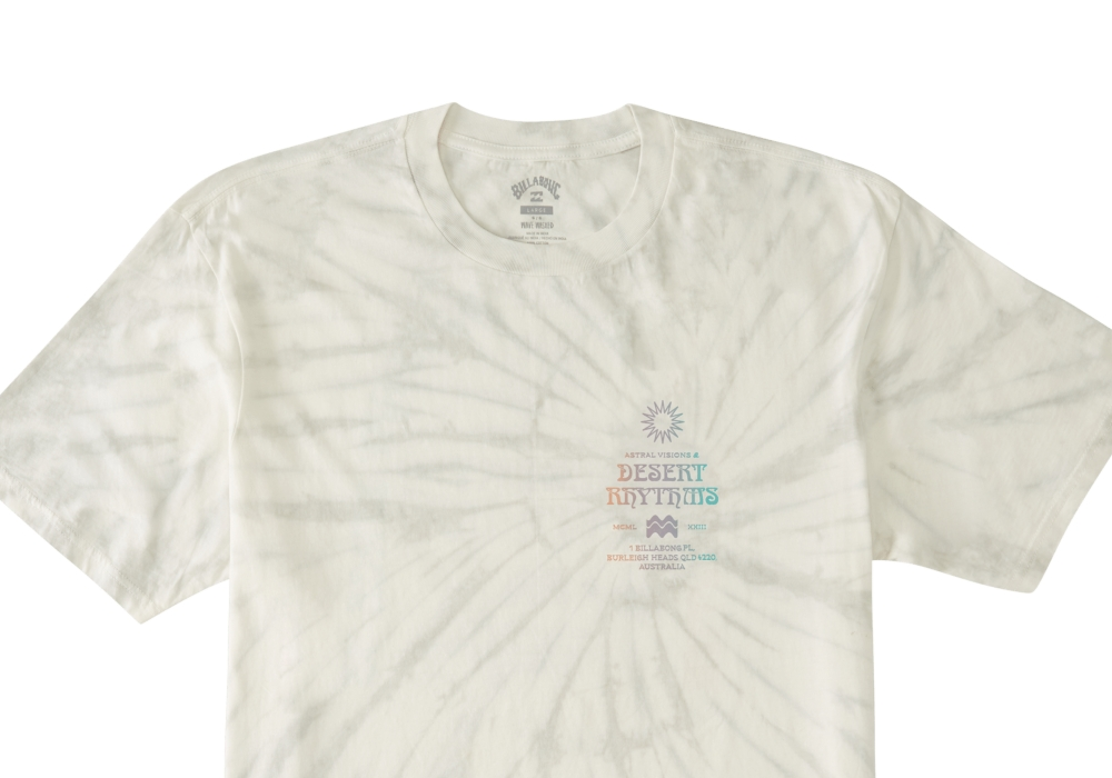 Camiseta masculina Billabong Sun com manga curta e tie-dye, branca, tamanho pequeno