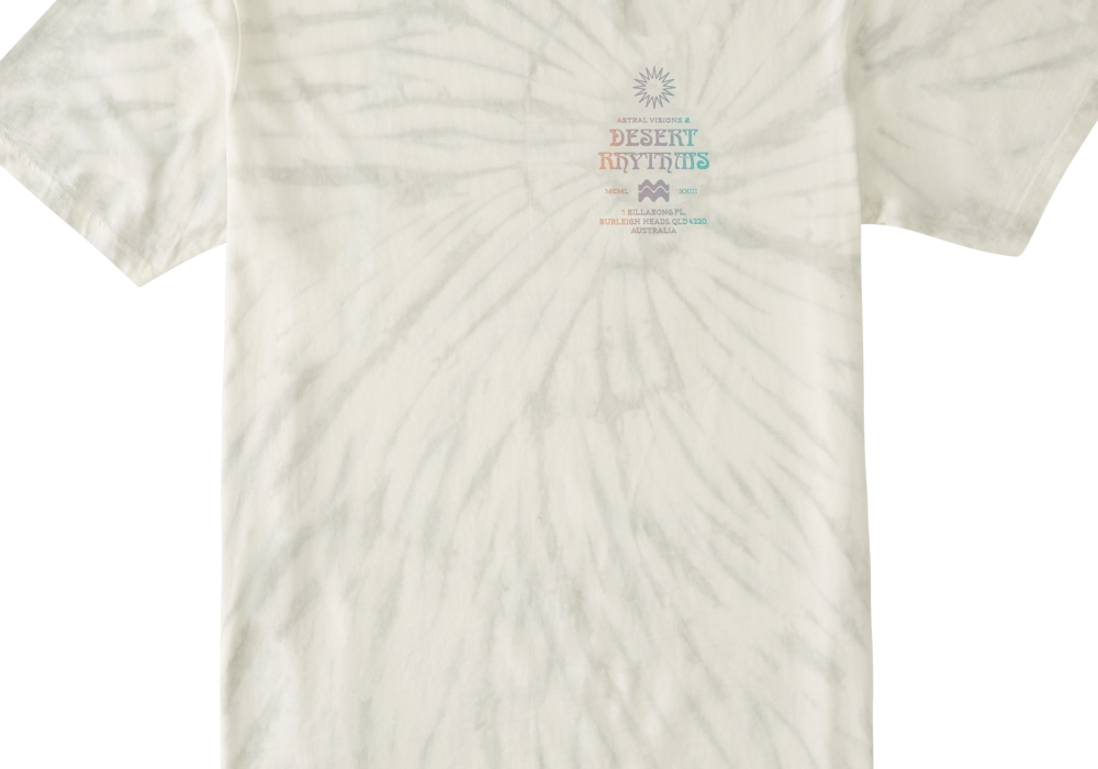 Camiseta masculina Billabong Sun com manga curta e tie-dye, branca, tamanho pequeno