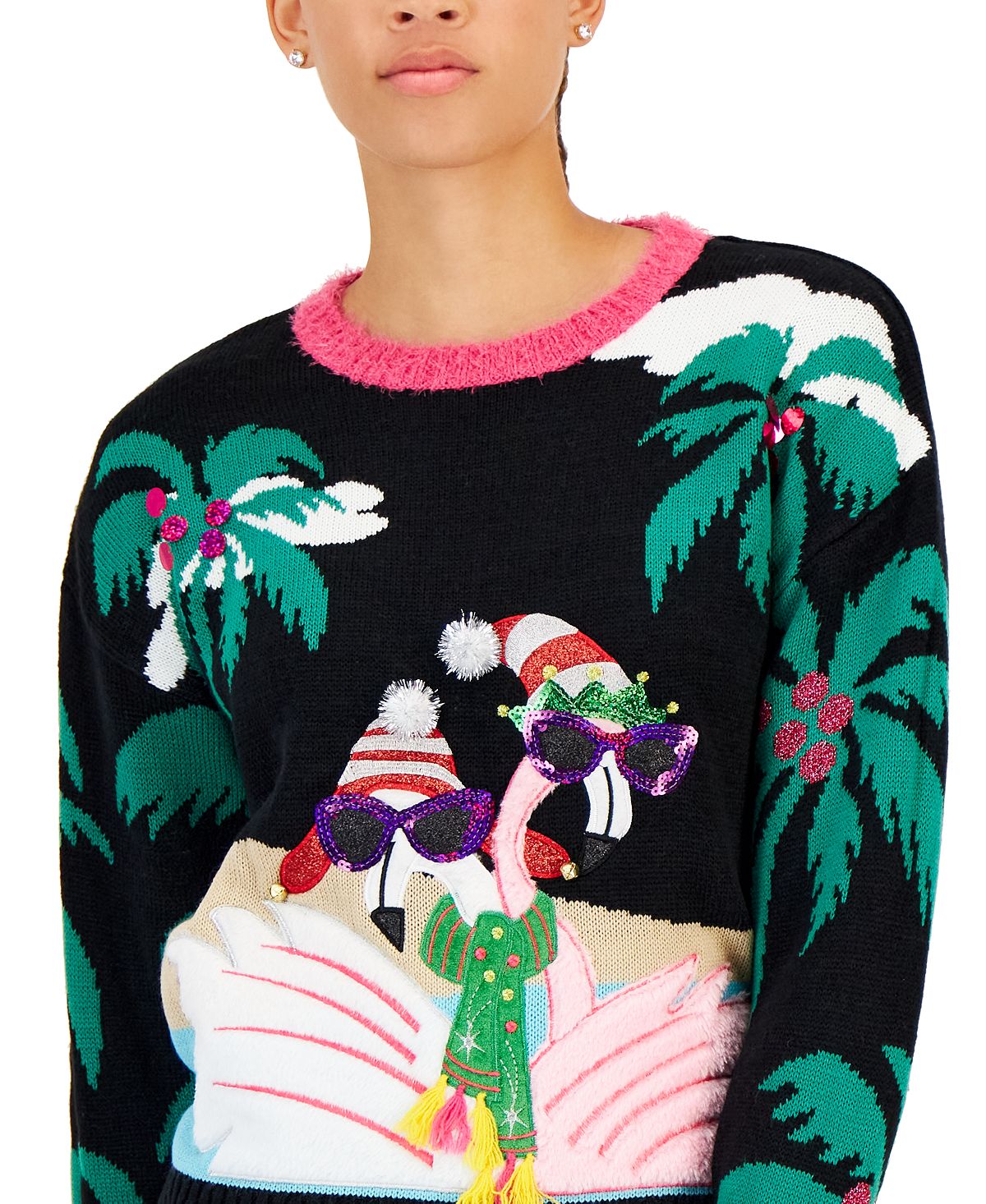 Suéter bordado com lantejoulas da Hooked Up By IOT Junior, tamanho X-S