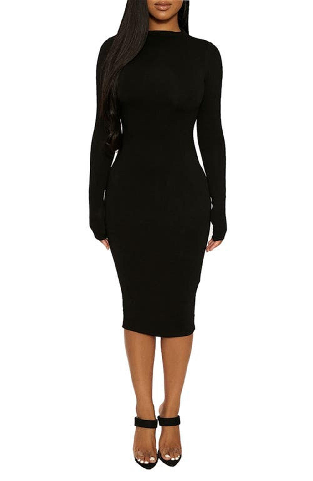 Vestido midi de manga comprida The Nw da Naked Wardrobe, tamanho X-S