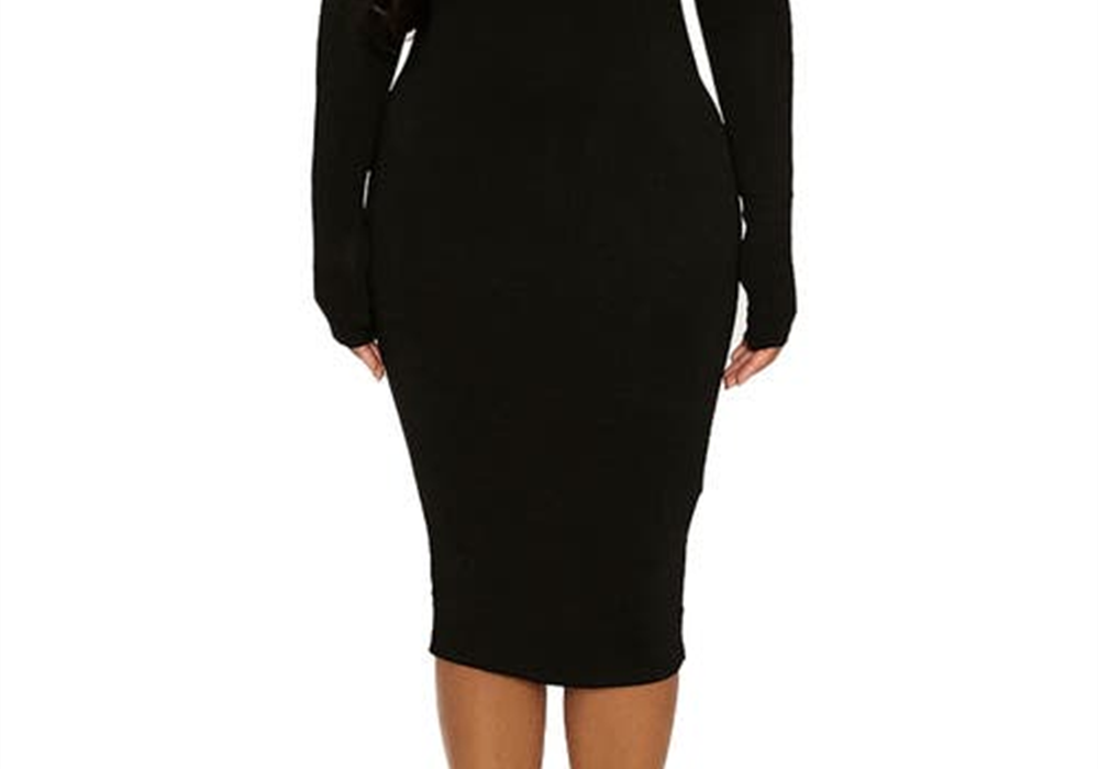 Vestido midi de manga comprida The Nw da Naked Wardrobe, tamanho X-S