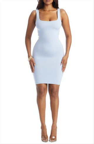 Vestido curto estilo minivestido estilo NW, estilo Naked Wardrobe, em azul-pervinca