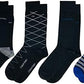 Pacote com 4 meias sociais Calvin Klein masculinas com estampas variadas, pretas, tamanho regular
