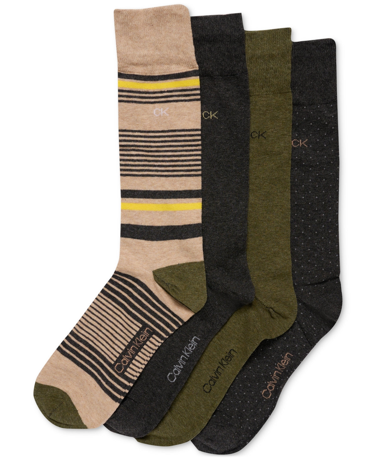 Calvin Klein Meias Masculinas Crew Pack com 4 Marrom Tamanho Regular