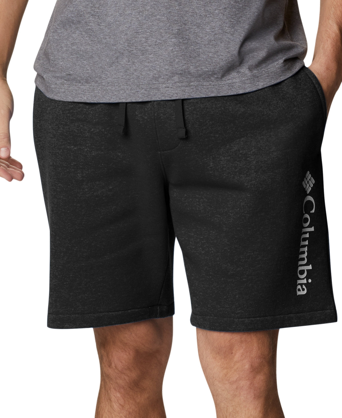 Bermuda Columbia Trek Relaxed Fit Stretch com Estampa de Logotipo e Fleece Masculina, Preta, Tamanho Grande